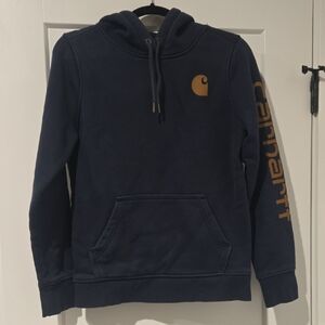 Carhartt Womens Navy Hoodie with Gold Logo